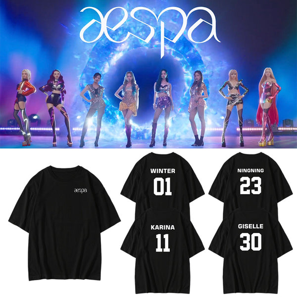 AESPA DEBUT MEMBER NAMES T-SHIRT