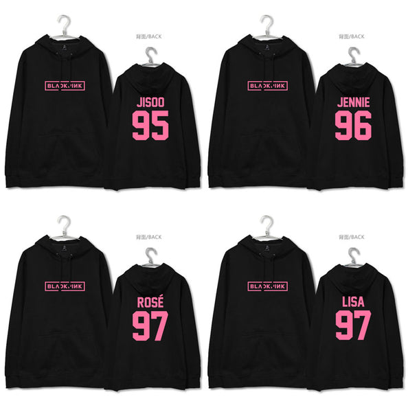 KPOP Black Pink Lisa JISOO Jennie Rose Hooded Pullover Sweatershirts Hoodie  Tops