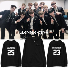 WANNA ONE BLACK MEMBER ZIP UP HOODIES